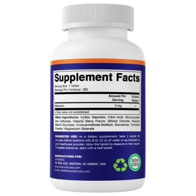 Melatonina, 3mg, Fast Dissolve, 365 Comprimidos, Vitamatic