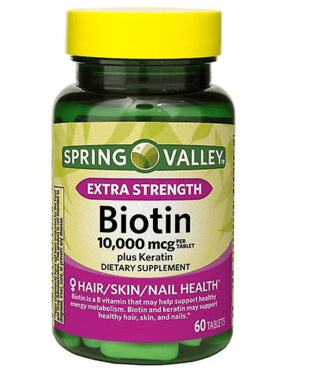 Biotina 10.000mcg, Com Queratina Extra Strength Plus, 60 Comprimidos, Spring Valley