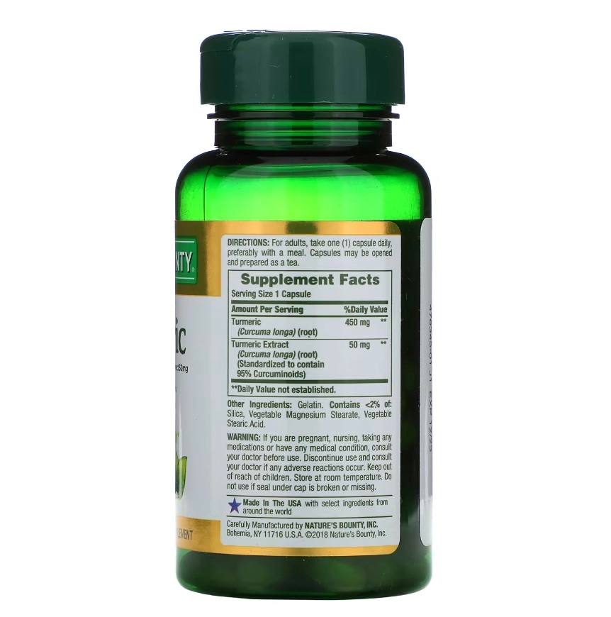 Turmeric 450mg (curcuma), 60 Cápsulas, Natures Bounty