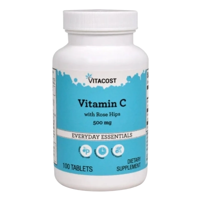 Vitamina C com Escaramujo,500mg, 100 Comprimidos, Vitacost