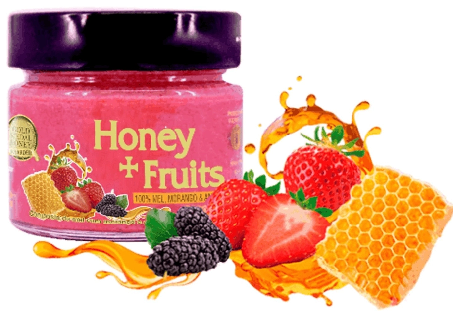 Honey + Fruits, Mel com Morango e Amora, 250g, ‎Apis Nativa