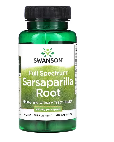 Raiz de Sarsaparilla de Espectro Completo, 450mg, 60 Cápsulas, Swanson