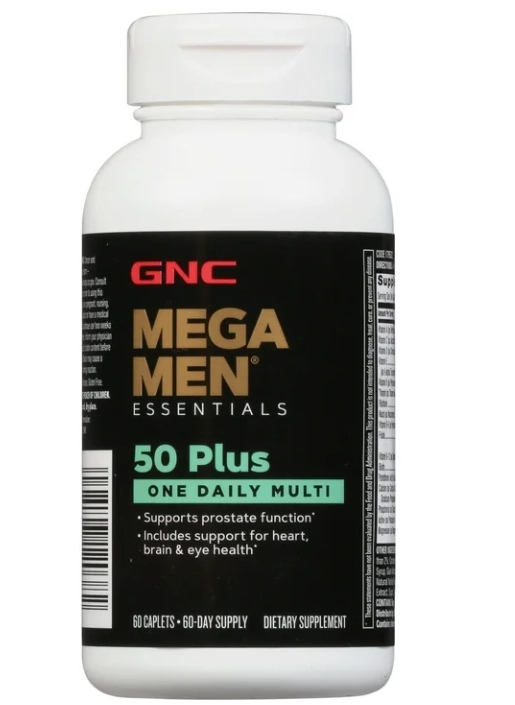 Mega Men 50 Plus One Daily Multivitamínico, Suporta a Função da Próstata, 60 Cápsulas, GNC