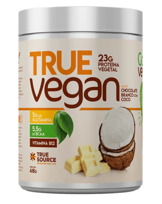 Proteína Vegana, True Vegan, Sabor Chocolate Branco com Coco, 418g, True Source