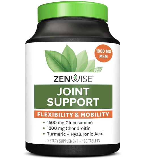 Joint Support, Glucosamina, Condroitina, MSM e Ácido Hialurônico, 180 Comprimidos, Zenwise