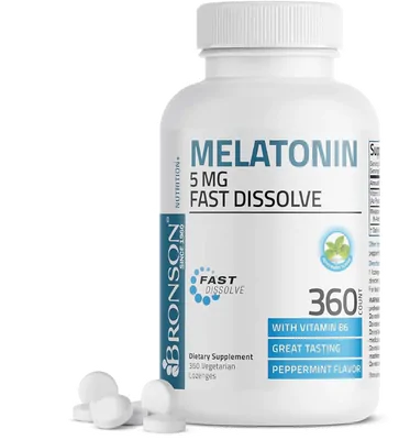 Melatonina 5mg, 360 Comprimidos Sublinguais Sabor Menta, Bronson