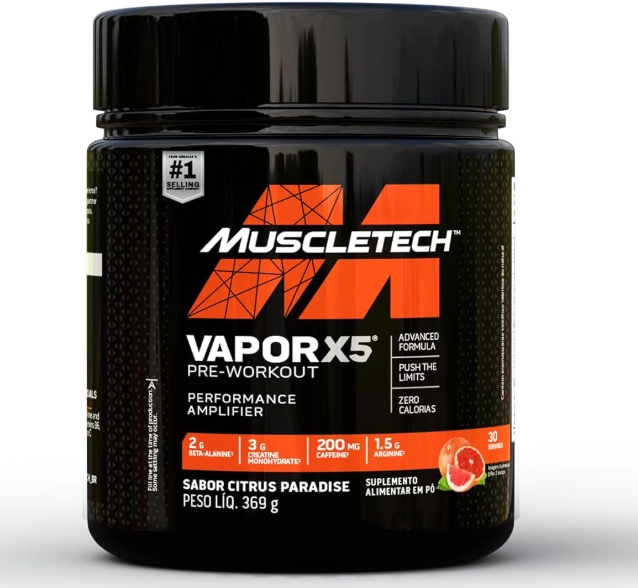 PréTreino Vapor X5, 369,g Sabor Citrus Paradise, Muscletech