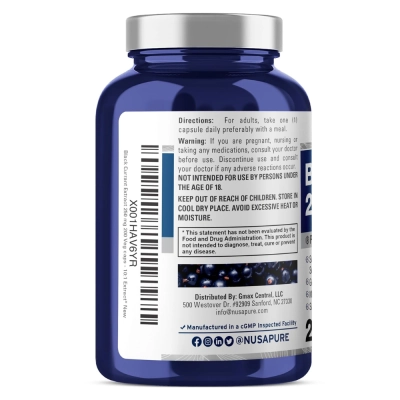 Black Currant, Extrato de Groselha Negra, 2500mg, 200 Cápsulas, NusaPure