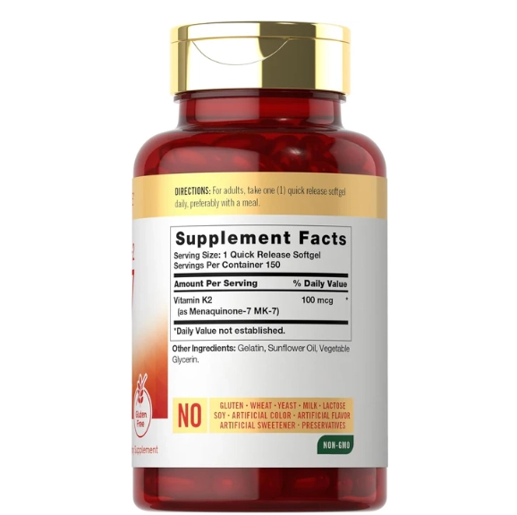 Vitamina K-2 100mcg, 150 Cápsulas, Carlyle