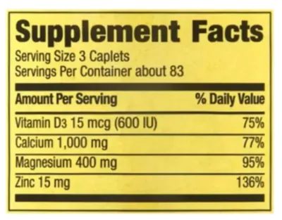 Cálcio, Magnésio e Zinco, 250 Comprimidos, Spring Valley