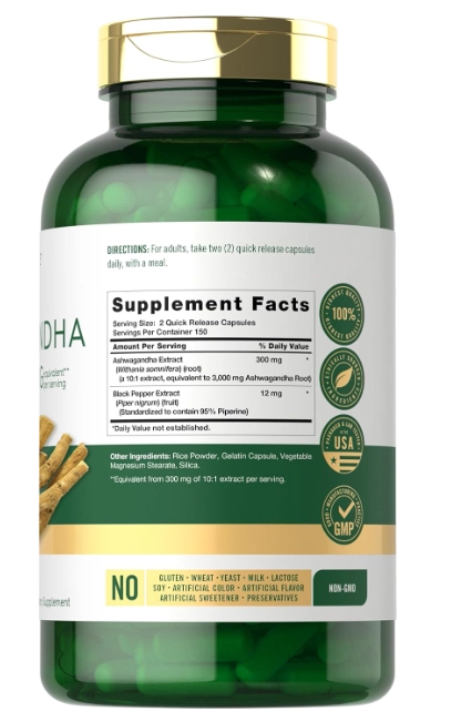 Ashwagandha 3000mg, 300 Cápsulas, Carlyle