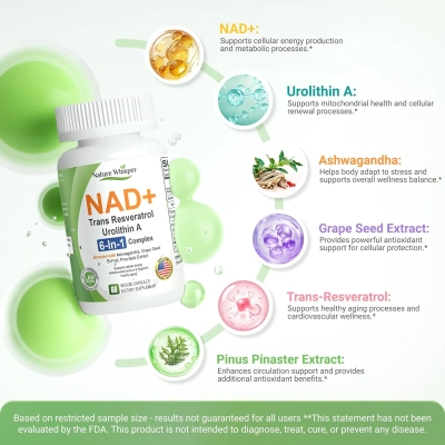 NAD+ Supplement, 620mg, 60 Cápsulas, Nature Whisper