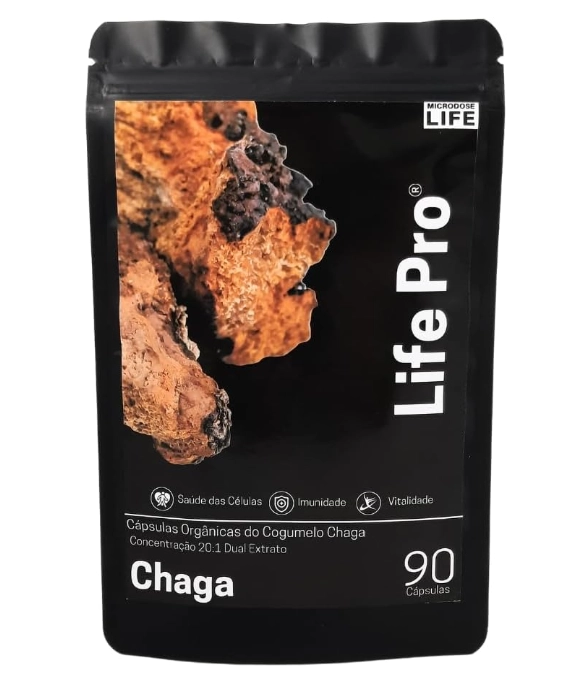 Extrato Chaga, Cogumelo do Antienvelhecimento, Para Pele e Bem-estar Digestivo, 90 Cápsulas, Microdose Life
