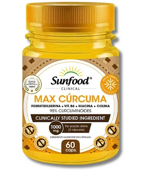 Max Cúrcuma, 1000mg, 60 Cápsulas, Sunfood