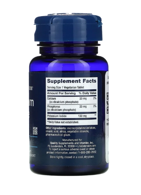 Iodeto de Potássio, 130mg, 14 Comprimidos, Life Extension
