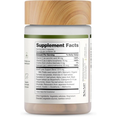 Liver Health &amp; Detox, Suporte ao Fígado, 60 Cápsulas, Snap