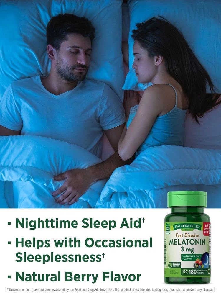 Melatonina 3mg, 180 Comprimidos Sublingual, Frutas vermelhas, Nature's Truth