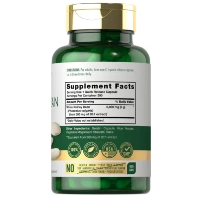  White Kidney Bean, Feijão Branco 6000mg, 200 Cápsulas, Carlyle
