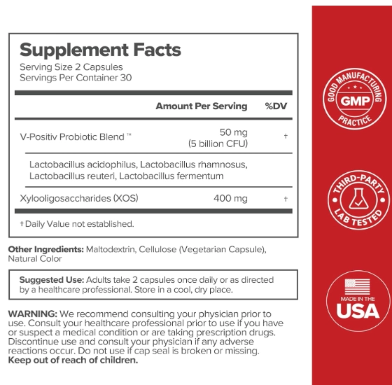 URO Probióticos Vaginais para Mulheres pH Balance com Prebióticos e Mistura de Probióticos Lactobacillus, 60 Cápsulas, O