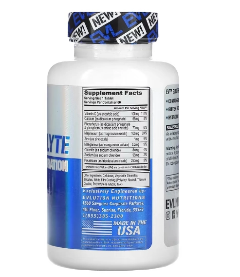Electrolyte Volumizing, Hidratação Volumizante de Eletrólitos, 60 Comprimidos, EVLution Nutrition