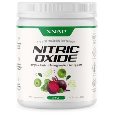 Nitric Oxide, Pump, Energia e Performance no Treino, Sabor Maçã, 250g, 30 Doses, Snap