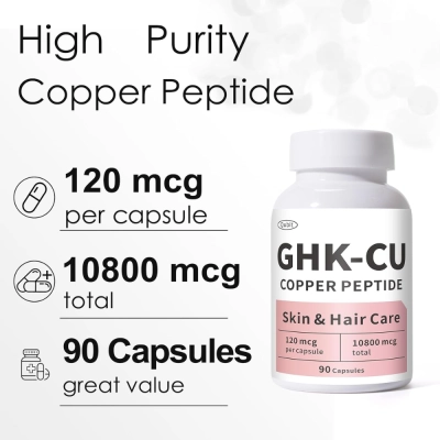 GHK-Cu, Suplemento de Peptídeo de Cobre, 120mcg, 90 Cápsulas, Qubit