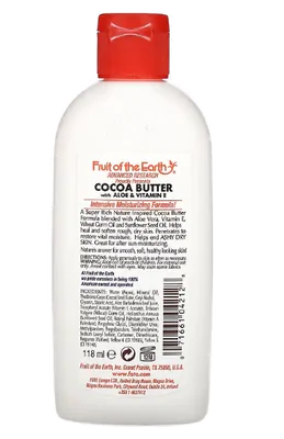 Loção para Cuidados com a Pele, Manteiga de Cacau com Aloe e Vitamina E, 118ml, Fruit of the Earth