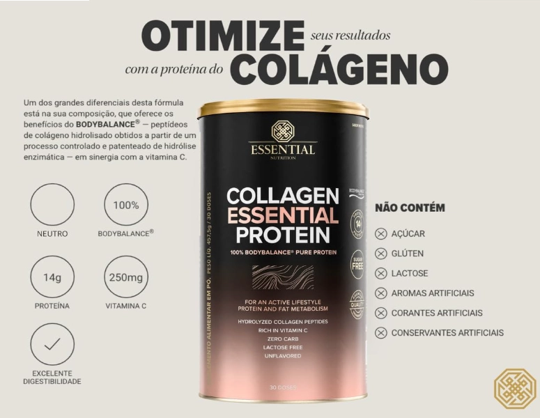 Colágeno, Collagen Essential Protein, 457,5g Sabor Neutro, Essential Nutrition