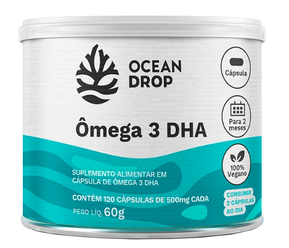 Ômega 3 DHA, 500mg,  100% Vegetal, 120 Cápsulas, Ocean Drop