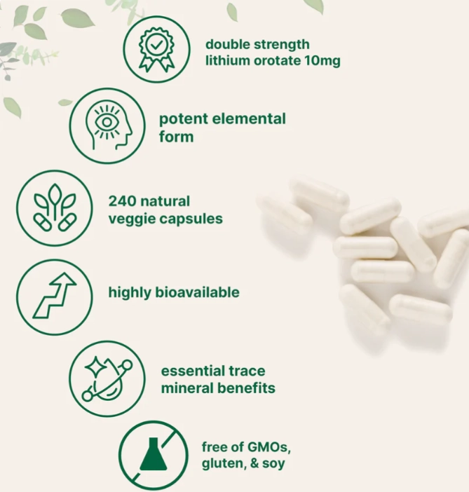 Lithium Orotate, Orotato de Lítio 10mg, 240 Cápsulas, Micro Ingredients