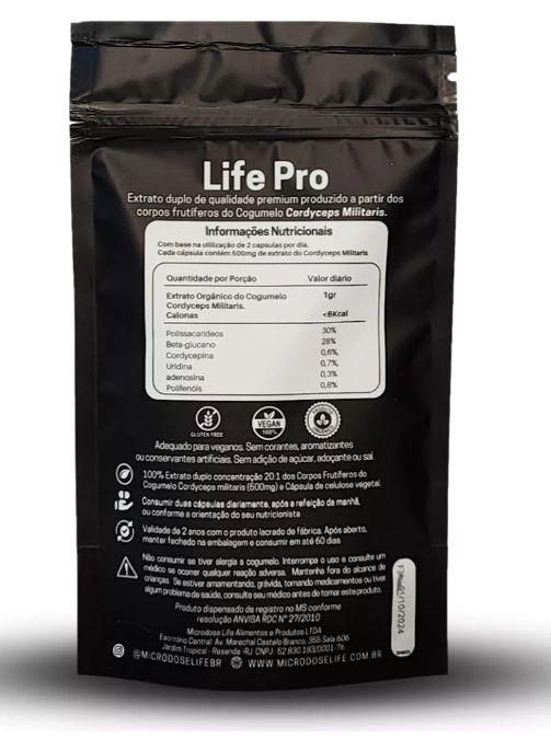 Extrato Cordyceps Militaris,Auxilio a Energia, Vitalidade e Libido, 90 Cápsulas, Microdose Life
