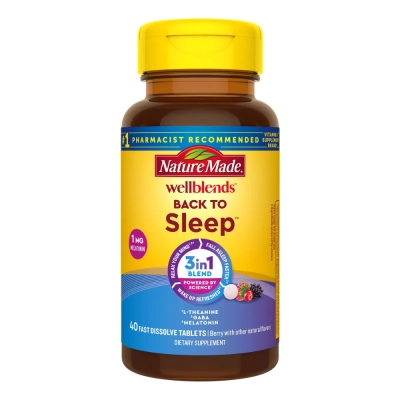 Wellblends Back To Sleep, 1mg Melatonin, 40 Cápsulas, Nature Made
