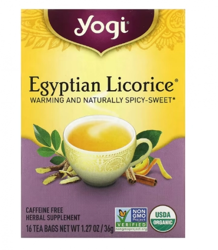 Chá  Alcaçuz Egípcio, Sem Cafeína, 16 Saquinhos, 32g, Yogi