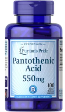 Ácido Pantotênico, 550mg, 100 Cápsulas, Puritan's Pride