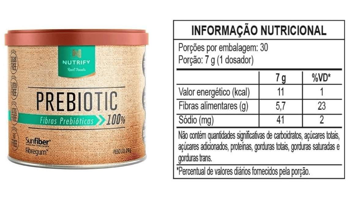 Prebiotic, Fontes de Fibras solúveis Prebióticas, Sabor Neutro 210g, Nutrify