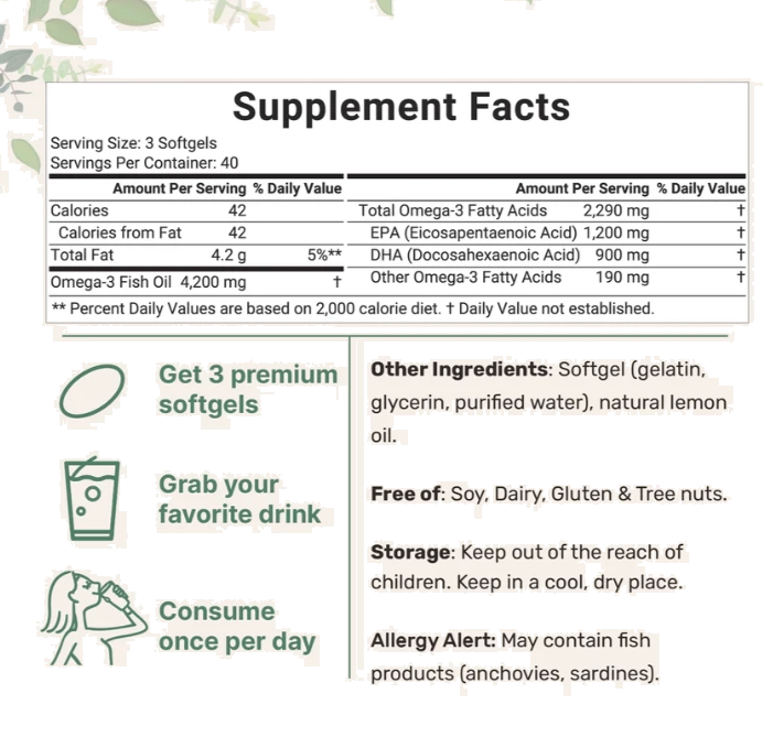 Ômega 3, Fish Oil 4200mg,  EPA 1200mg  DHA 900mg, 240 Cápsulas, Micro Ingredients