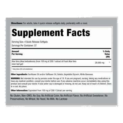 Aloe Vera, 20,000mg , 150 Cápsulas - Piping Rock