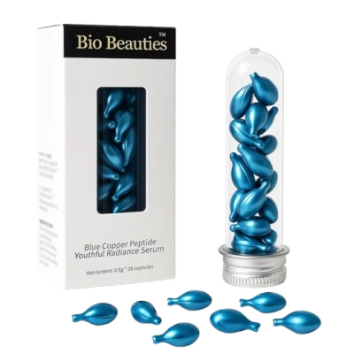 BLue Copper Peptides Serum, Sérum Facial com Peptídeos de Cobre Azul, 28 Cápsulas, Bio Beauties
