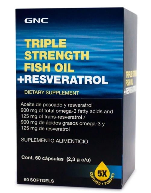 Triple Strength Fish Oil +Resveratrol, 60 softgels, GNC
