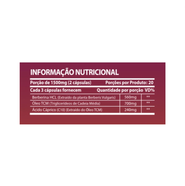 Berberina HCL 1500mg, Com Oleo TCM, 60 Cápsulas, Sunfood