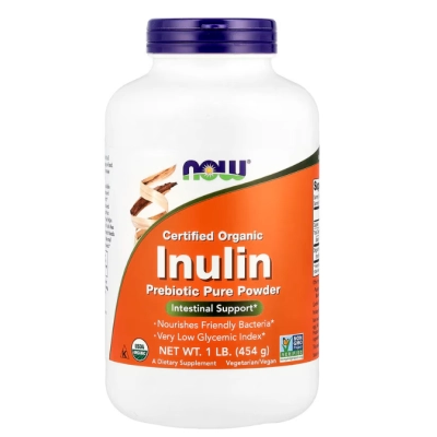 Inulina Orgânica, Prebiótico em Pó Puro, 454g, Now