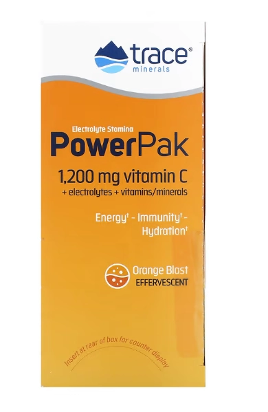 Electrolyte Stamina PowerPak, Orange Blast, 30 pacotes, 4,8g cada, Trace Minerals