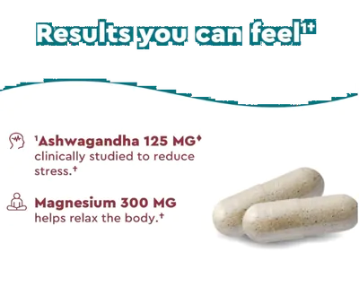 Calm & Relax, Com Ashwagandha 125mg, Magnésio, 300mg, 54 Cápsulas, Nature Made