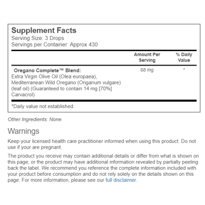 Oregano Complete 68mg, 30ml, Solaray
