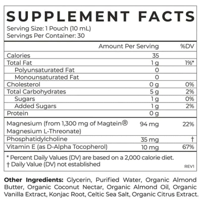 Magnésio L-Threonate, 30 Saches Sabor Creme de Baunilha, Cymbiotika 