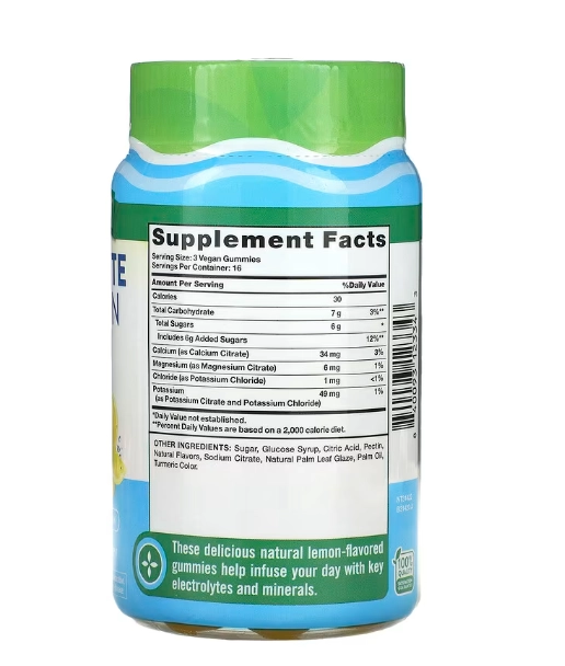 Hidratação com Eletrólitos, Electrolyte Hydration 48 Gomas Sabor Limão Natural, Nature's Truth