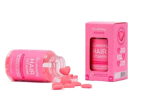 Gummy Hair, Cabelo, pele e unha, 60 Gomas Sabor Tutti-Frutti, 180g