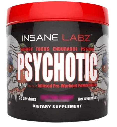 Pre Treino Psychotic Red, Sabor Strawberry Lemonade, 217g, Insane Labz
