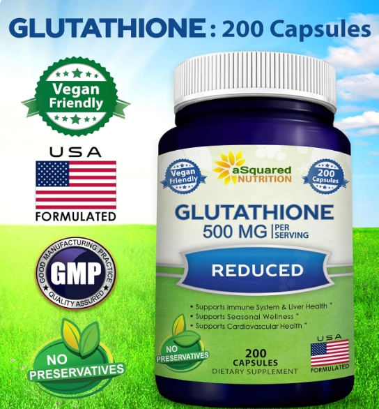 Glutationa 500mg, Apoiar a Saúde do Fígado e Desintoxicação, 200 Cápsulas, aSquared Nutrition