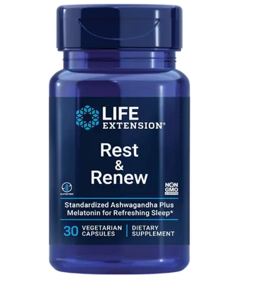 Rest & Renew, Para uma Noite de Sono Revigorante, com Melatonina 1.5mg, 30 Cápsulas, Life Extension